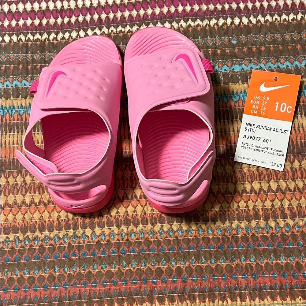 Nike Kids Pink Adjustable Slide Sandals